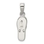 Sterling Silver Rhodium-plated Polished Created Blue Inlay Opal Sandal Pendant - Image 4