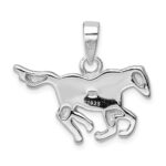 Sterling Silver Rhod-plated Created Blue Opal Inlay Horse Pendant - Image 4