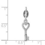 Sterling Silver Rhodium-plated Polished Lock & Key Charm - Image 3