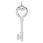 Sterling Silver Rhodium-plated Open Heart Top Large Key Pendant - Image 4