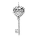 Sterling Silver Rhodium-plated CZ Heart Key Locket - Image 4