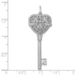 Sterling Silver Rhodium-plated CZ Heart Key Locket - Image 3