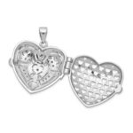 Sterling Silver Rhodium-plated CZ Fancy Design Heart 22mm Locket Pendant - Image 5