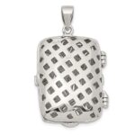 Sterling Silver Rhodium-plated Fancy CZ Rectangle 24mm Locket Pendant - Image 4