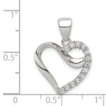 Sterling Silver Rhodium-plated CZ Heart Pendant - Image 3