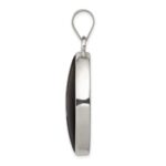Sterling Silver Rhodium-plated Onyx Polished Oval Pendant - Image 2
