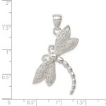 Sterling Silver Rhodium-plated Polished and Textured Dragonfly Pendant - Image 3