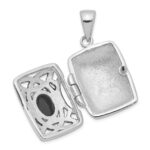 Sterling Silver Rhodium-plated Antiqued Onyx Rectangle 20mm Locket - Image 5