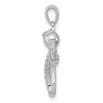 Sterling Silver Rhodium-plated Diamond Angel Pendant - Image 2