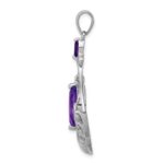Sterling Silver Rhodium-plated Amethyst Fancy Pendant - Image 2