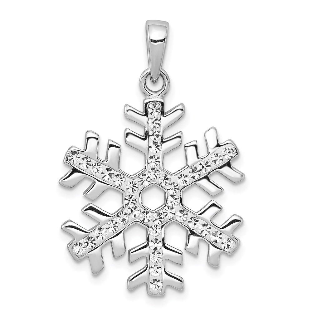QP2472.jpg Sterling Silver Rhodium Plated Stellux Crystal Snowflake Pendant - Image 1