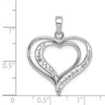 Sterling Silver Rhodium-plated Stellux Crystal Double Heart Pendant - Image 3