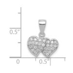 Sterling Silver Rhodium-plated CZ Small Double Hearts Pendant - Image 3