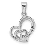 Sterling Silver Rhodium Plated CZ Heart Pendant - Image 4