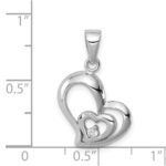 Sterling Silver Rhodium Plated CZ Heart Pendant - Image 3