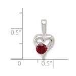 Sterling Silver with Red CZ Heart Pendant - Image 3