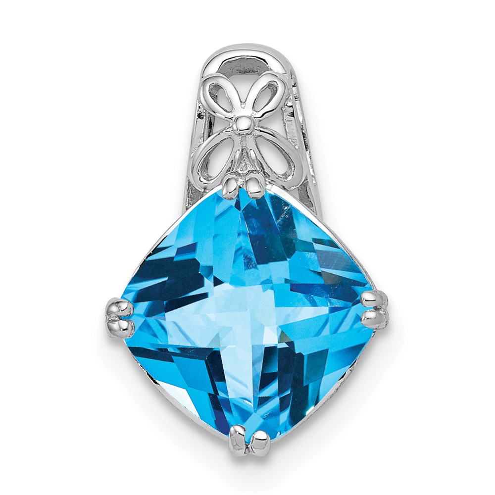 QP2931BT.jpg Sterling Silver Rhodium-plated Blue Topaz Pendant - Image 1