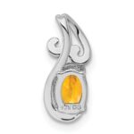 Sterling Silver Rhodium Plated Diamond & Citrine Oval Pendant - Image 4