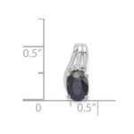 Sterling Silver Rhodium Plated Diamond & Sapphire Oval Pendant - Image 3
