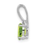 Sterling Silver Rhodium Plated Diamond and Peridot Oval Pendant - Image 2