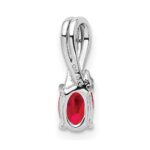 Sterling Silver Rhodium Plated Diamond & Ruby Oval Pendant - Image 4