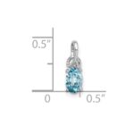 Sterling Silver Rhodium Plated Diamond & Sky Blue Topaz Oval Pendant - Image 3
