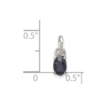 Sterling Silver Rhodium Plated Diamond & Sapphire Oval Pendant - Image 4