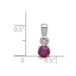 Sterling Silver Rhodium Plated Diamond & Ruby Round Pendant - Image 3
