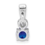 Sterling Silver Rhodium Plated Diamond & Sapphire Round Pendant - Image 4
