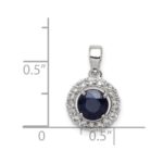 Sterling Silver Rhodium Plated White Topaz & Sapphire Pendant - Image 3