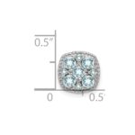 Sterling Silver Rhodium Plated Aquamarine Square Pendant Slide - Image 3
