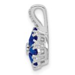 Sterling Silver Rhodium Plated Diamond & Sapphire Pendant - Image 2