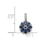 Sterling Silver Rhodium Plated Diamond & Sapphire Pendant - Image 3