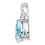 Sterling Silver Rhodium Diamond & Lght Sw. Blue Topaz Teardrop Pendant - Image 2