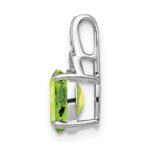 Sterling Silver Rhodium-plated Diamond and Peridot Oval Pendant - Image 2