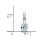 Sterling Silver Rhodium Plated Diamond Aquamarine Oval Pendant - Image 4
