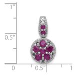 Sterling Silver Rhodium-plated & Ruby Circle Pendant - Image 3