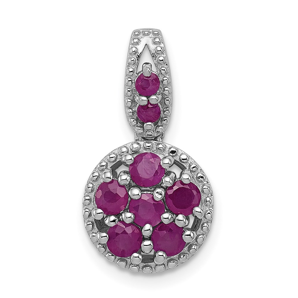 QP3058R.jpg Sterling Silver Rhodium-plated & Ruby Circle Pendant - Image 1