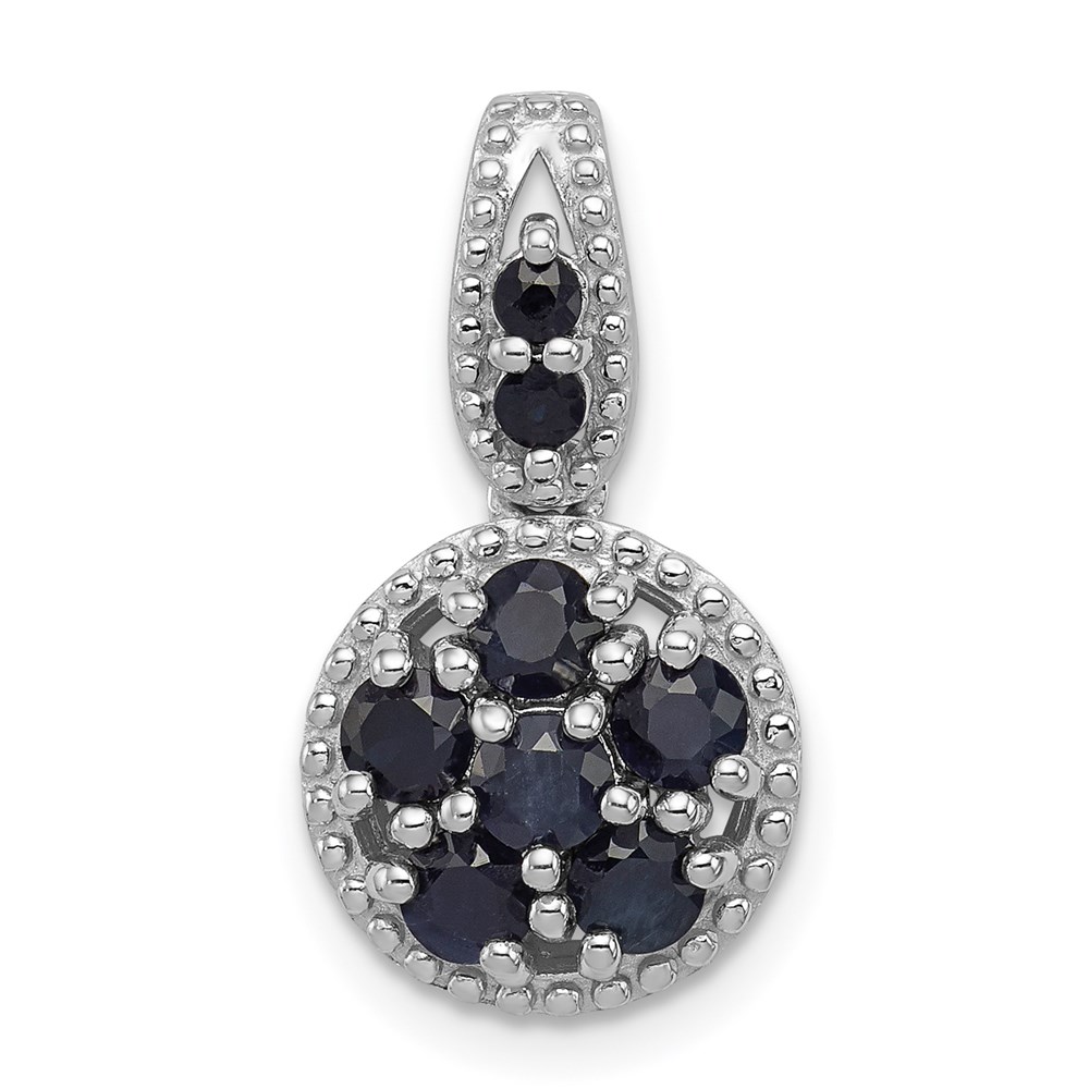 QP3058S.jpg Sterling Silver Rhodium-plated & Sapphire Circle Pendant - Image 1