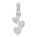 Sterling Silver Rhodium-plated Graduated CZ Heart Pendant - Image 3