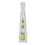Sterling Silver Rhodium-plated Peridot and Diamond Pendant - Image 4
