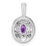 Sterling Silver Rhodium-plated Amethyst and Diamond Pendant - Image 4
