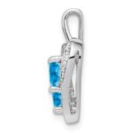 Sterling Silver Rhodium-plated Blue Topaz Diamond Pendant - Image 2