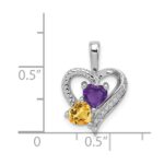 Sterling Silver Rhodium-plated Amethyst Citrine and Diamond Pendant - Image 3