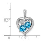 Sterling Silver Rhodium-plated Blue Topaz Diamond Pendant - Image 3