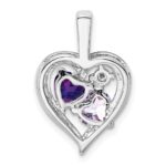 Sterling Silver RH Plated Amethyst Light Pink Quartz and Diamond Pendant - Image 4