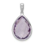Sterling Silver Rhodium Plated Diamond and Rose de France Pendant - Image 4
