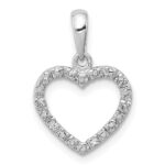 Sterling Silver Rhodium Plated Diamond Heart Pendant