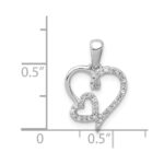 Sterling Silver Rhodium 0.12ct Diam. Double Heart Pendant - Image 3