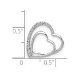 Sterling Silver Rhodium Plated Diamond Double Heart Pendant - Image 3